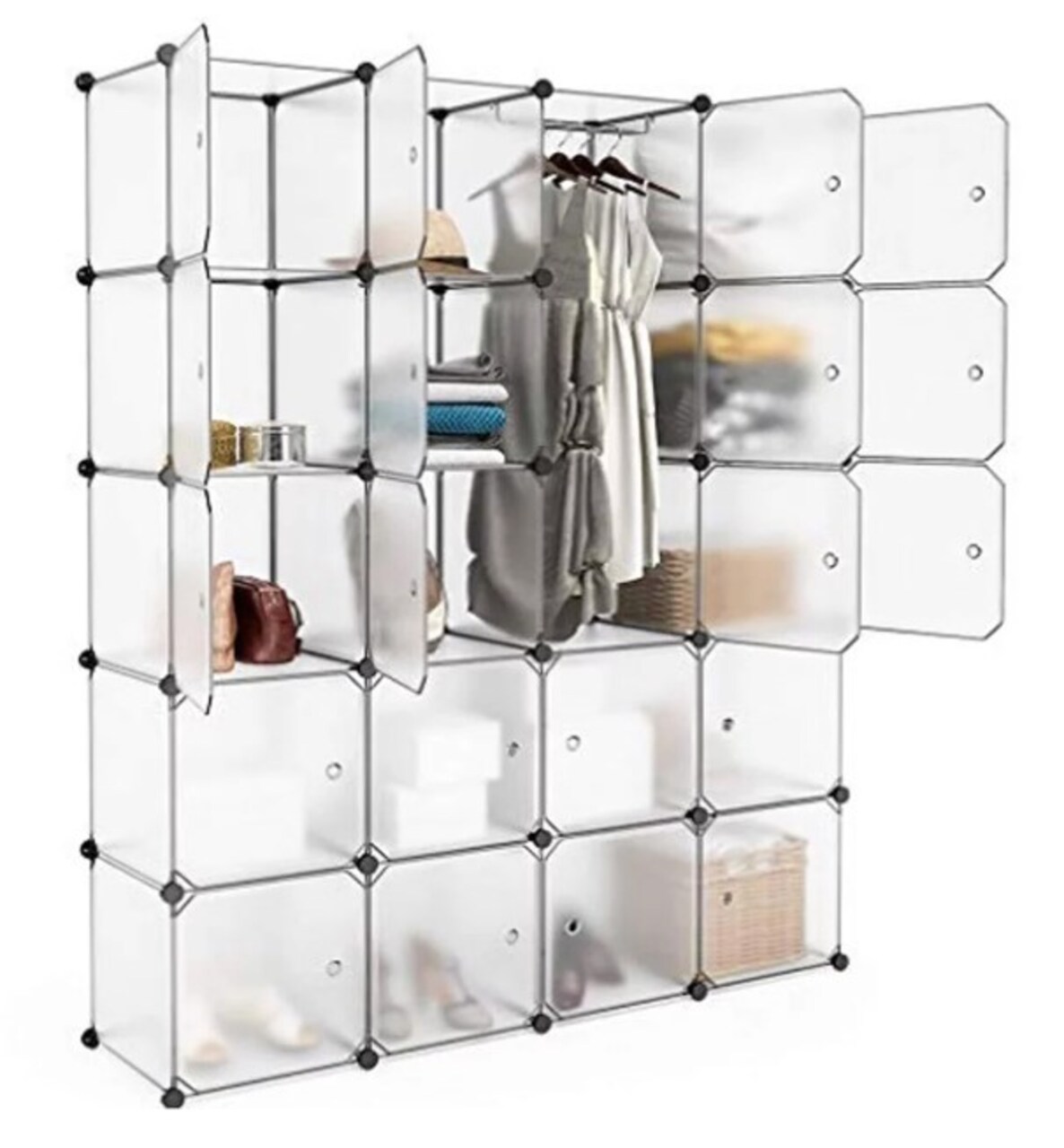 Cube Storage Organizer, 20 Cube Clothes Storage Unit, Plastic Cube Storage Shelves for Bedroom Living Room Office, White